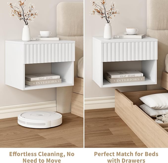 Floating Nightstand Set of 2, Modern Wall Mounted Bedside Tables - Image 5