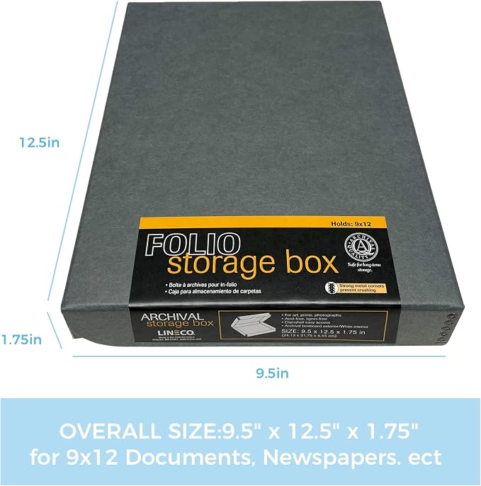 Lineco Clamshell Archival Storage Box, 9.5x12.5x1.75 Inch, Organize and Store - Image 2