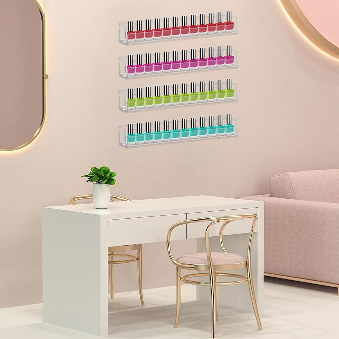Cerpourt 4 Pack Nail Polish Rack Wall Mounted Shelf, Suitable - Image 2