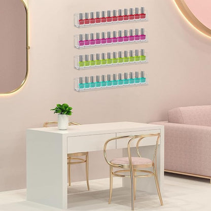 Cerpourt 4 Pack Nail Polish Rack Wall Mounted Shelf, Suitable - Image 2