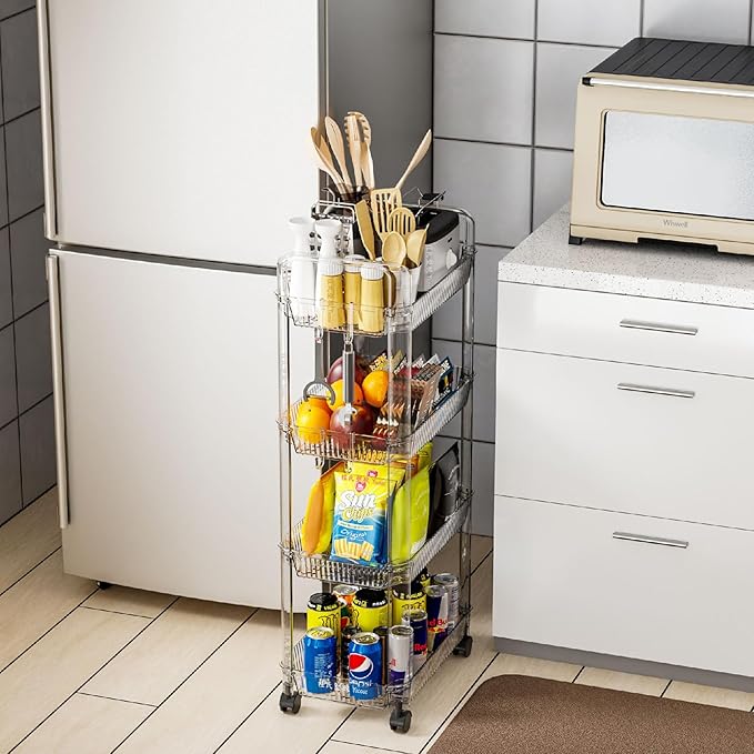 Clear 4 Tier Rolling Utility Cart - Image 4