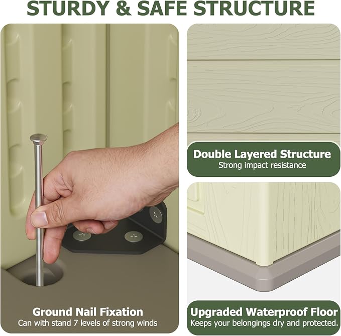 Aoxun 61 Cu.Ft Outdoor Storage Shed, Widened Outdoor Storage Cabinet Waterproof - Image 5
