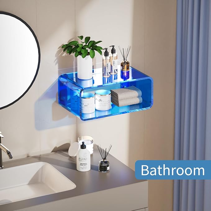 Acrylic Floating Nightstand, Bedside Table, Nightstand Shelf Wall Mounted - Image 6