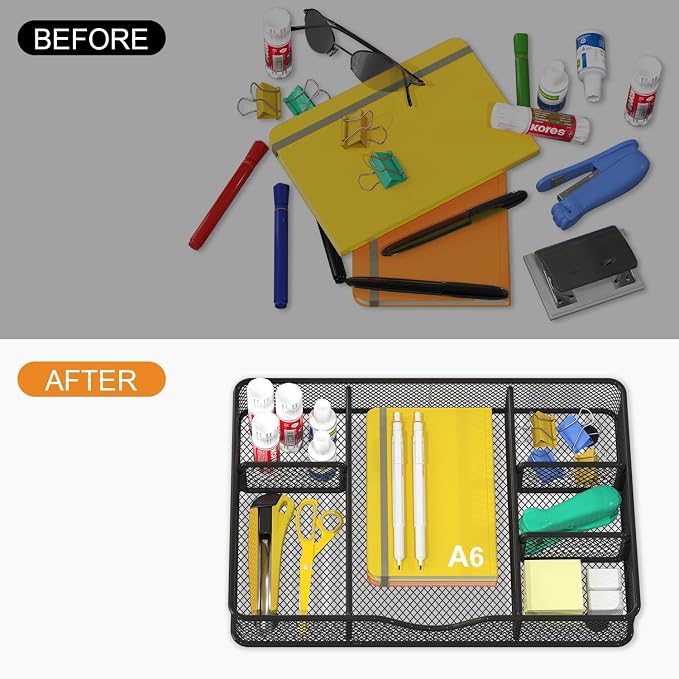 Desk Drawer Organizer Tray, Metal Mesh Drawer Organizer - Image 2