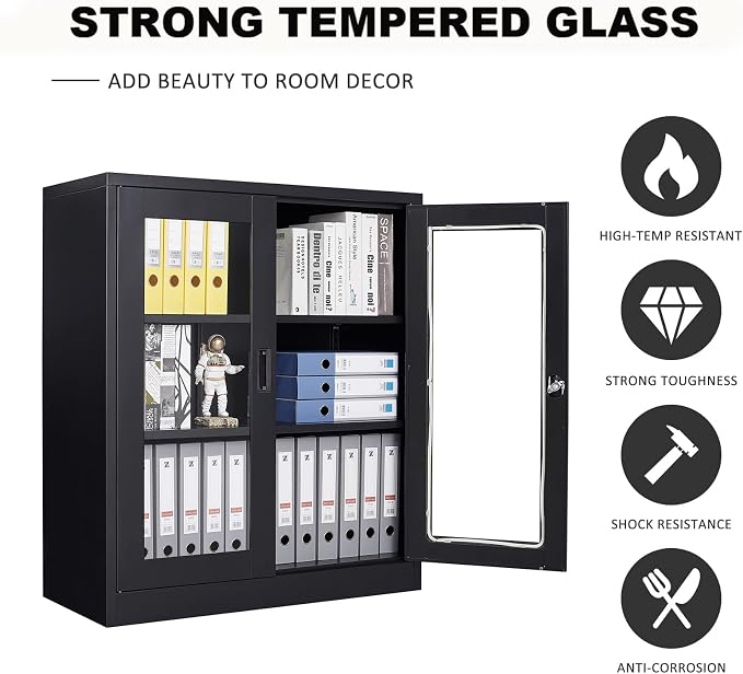 SISESOL Black Metal Storage Cabinet - Image 8