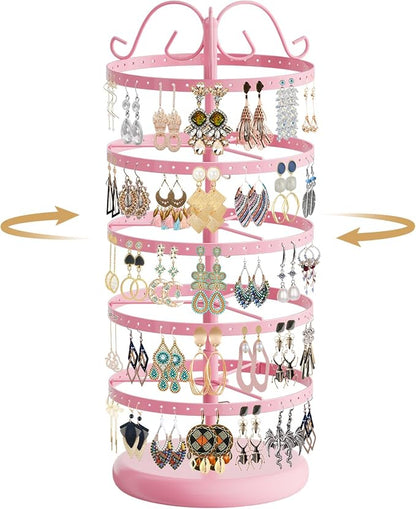 MODOWEY 5 Tiers Metal Rotating Earring Holder Organizer Stand Adjustable by MODOWEY