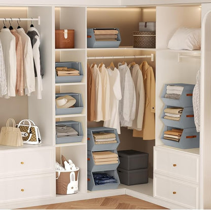 Stackable Closet Organizers and Storage Bins, Open Front Closet Shelf Organizer - Image 8