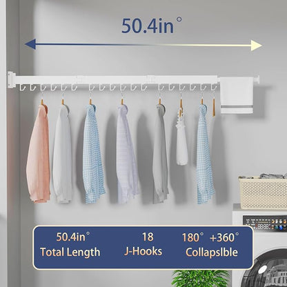 Dr.DJ Clothes Drying Rack for Laundry, Retractable Clothes Hanger Rack Wall - Image 3