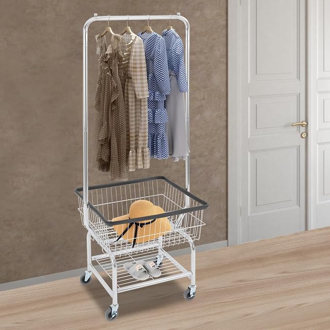 Heavy Duty Steel Wire Laundry Cart, Laundry Basket - Image 2