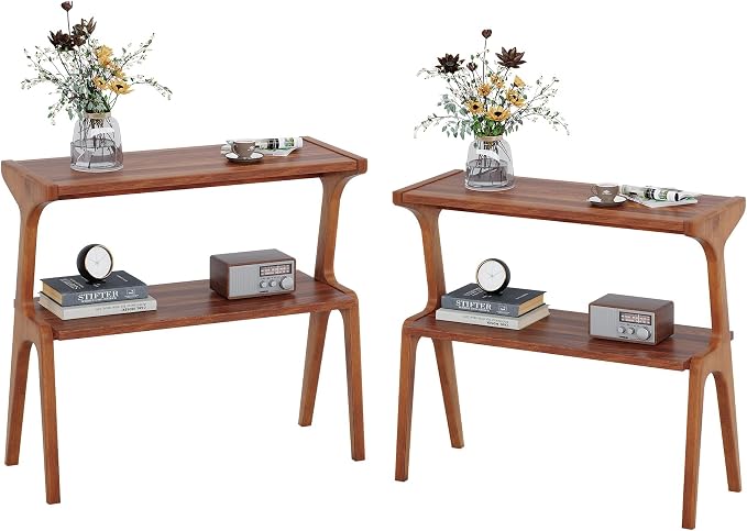 Set of 2 Solid Wood End Table, 2-Tier Side Table - Image 9