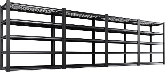 Set of 4 Heavy Duty Garage Shelving 5T Storage Shelves, Adjustable Metal by AOAORGG