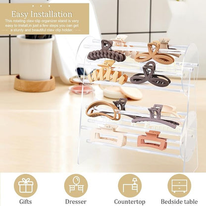SNOWSTAR Acrylic Claw Clip Organizer Holder, 360-Degree Rotating Claw Clip - Image 6