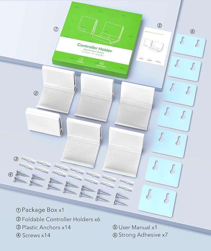 6amLifestyle 6 Pack Foldable Controller Wall Mount Holder - Image 6