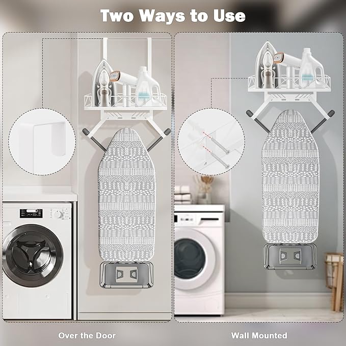 Ironing Board Hanger, Metal Over The Door or Wall Mounted Ironing Board Caddy - Image 9