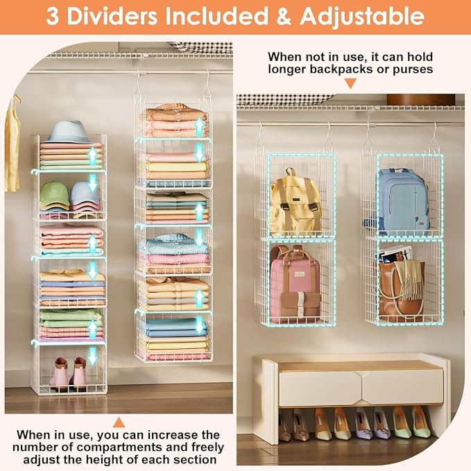 Yuyetuyo 6 Tier Raised-Height Hanging Closet Organizer, Stackable Sweater - Image 7