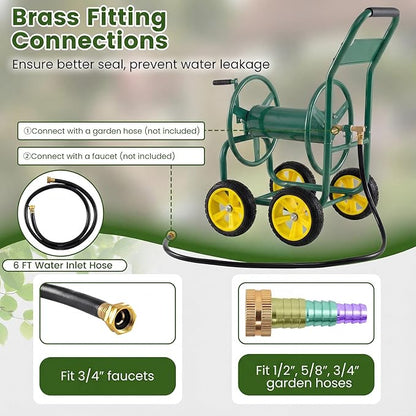 Goplus Garden Hose Reel Cart, 330ft 5/8" or 400ft 1/2" Large Capacity, - Image 6