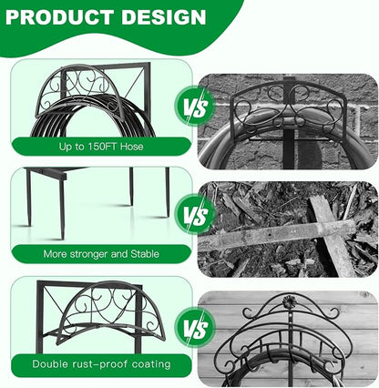 Garden Hose Holder Stand, Heavy Duty Freestanding Metal Hose Hanger Rack - Image 4