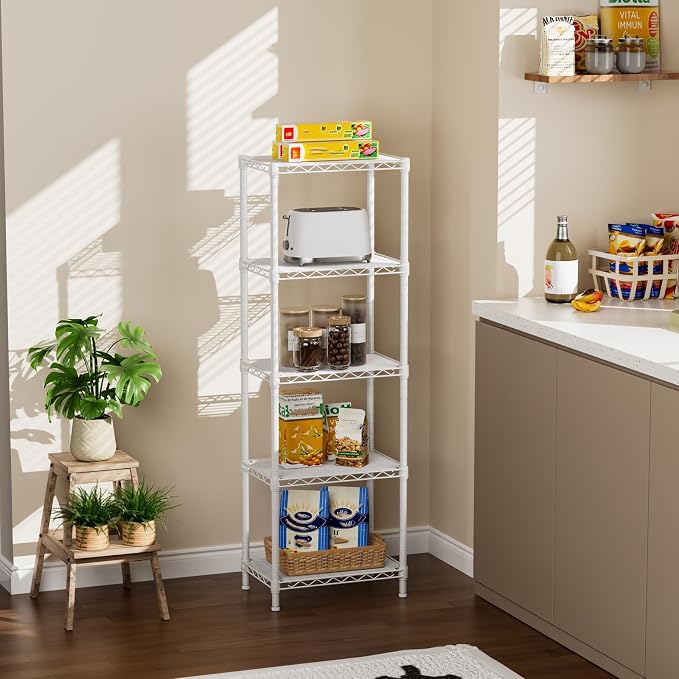 Small 5 tire Shelves Storage Wire Shelving Unit Metal Shelf Adjustable - Image 2