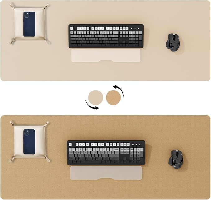 DAWNTREES Dual Sided Desk Mat, Leather Desk Pad, Cork Desk Mat Protector - Image 2