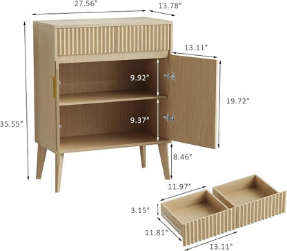 Sideboard Storage Cabinet with 2 Drawers & 2 Doors, Fluted Kitchen Buffet - Image 3