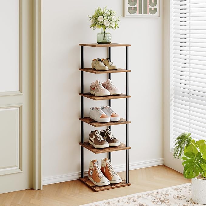 HOOBRO Vertical Shoe Rack, 6-Tier Narrow Shoe Shelf, Shoe Storage Organizer - Image 4