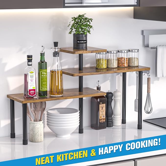 JayRex Countertop Organizer Organization, 3 Tier Moveable Corner Shelf Organizer - Image 4