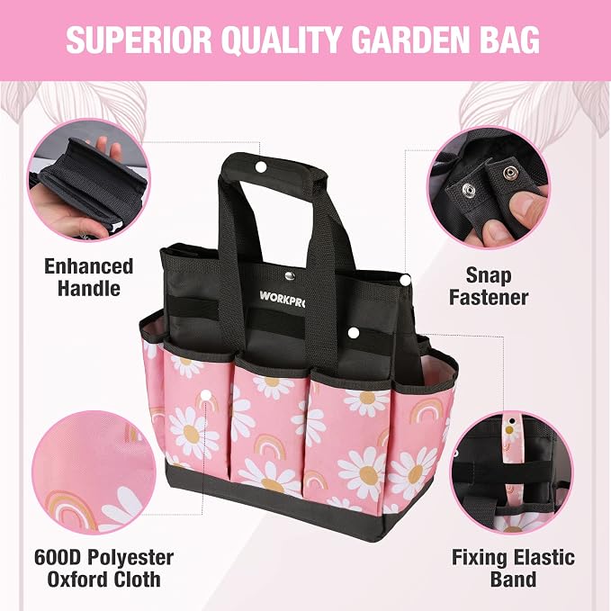 WORKPRO Garden Tool Bag, 9 Pockets Gardening Bag, Heavy Duty Oxford Garden Tote - Image 4