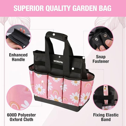 WORKPRO Garden Tool Bag, 9 Pockets Gardening Bag, Heavy Duty Oxford Garden Tote - Image 4