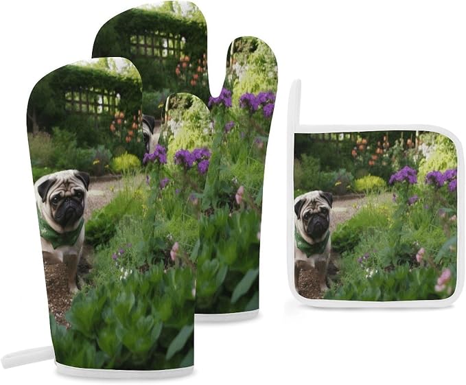 DOD in The Garden Oven Mitts and Pot Holders 3pcs Set | Polyester Heat by Unknown