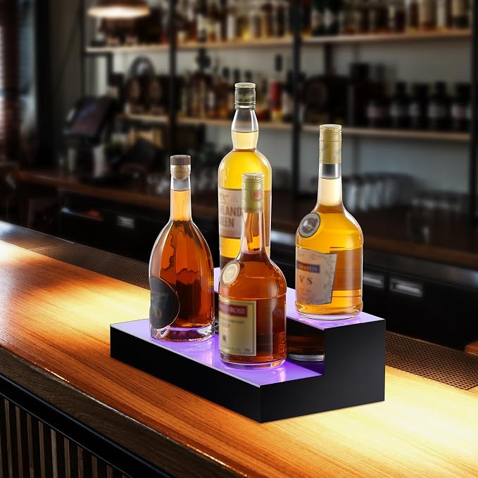 VEVOR LED Lighted Liquor Bottle Display, 2 Tiers 16 Inch Commercial Illuminated - Image 8