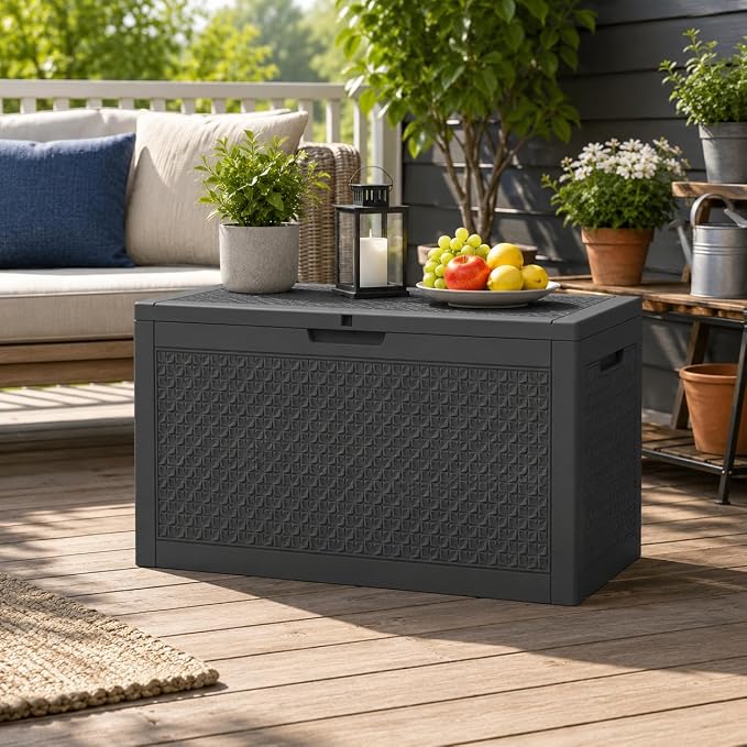 120 Gallon Outdoor Storage Box, Resin Deck Box Waterproof & Lockable, Patio - Image 7