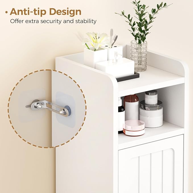 BEWISHOME Small Bathroom Storage Cabinet, 2 Doors Narrow Bathroom Cabinet | - Image 6