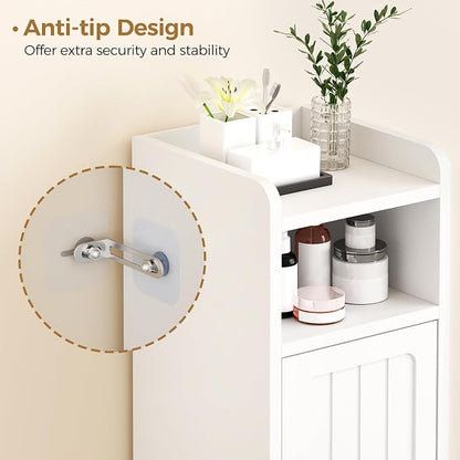 BEWISHOME Small Bathroom Storage Cabinet, 2 Doors Narrow Bathroom Cabinet | - Image 6