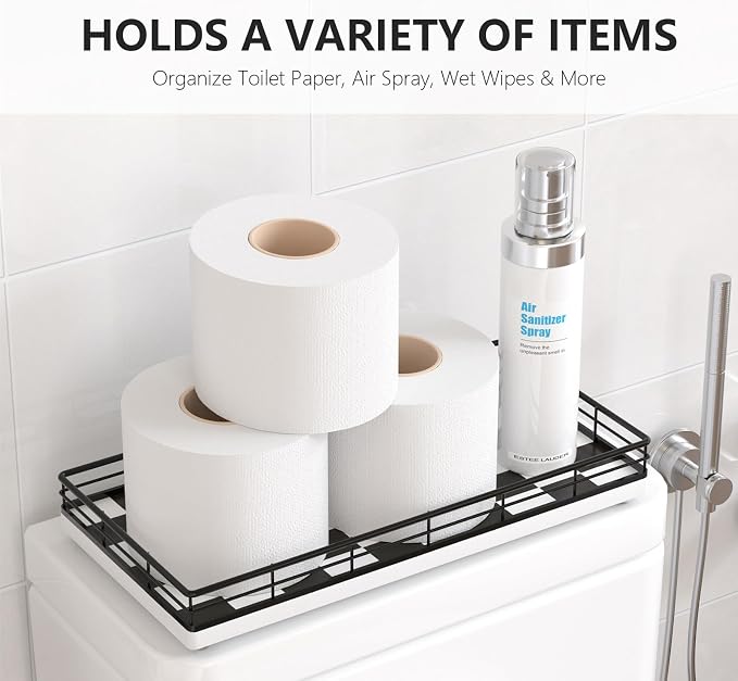 Toilet Tank Tray Organizer – Oak Wood Bathroom Counter Basket - Image 2