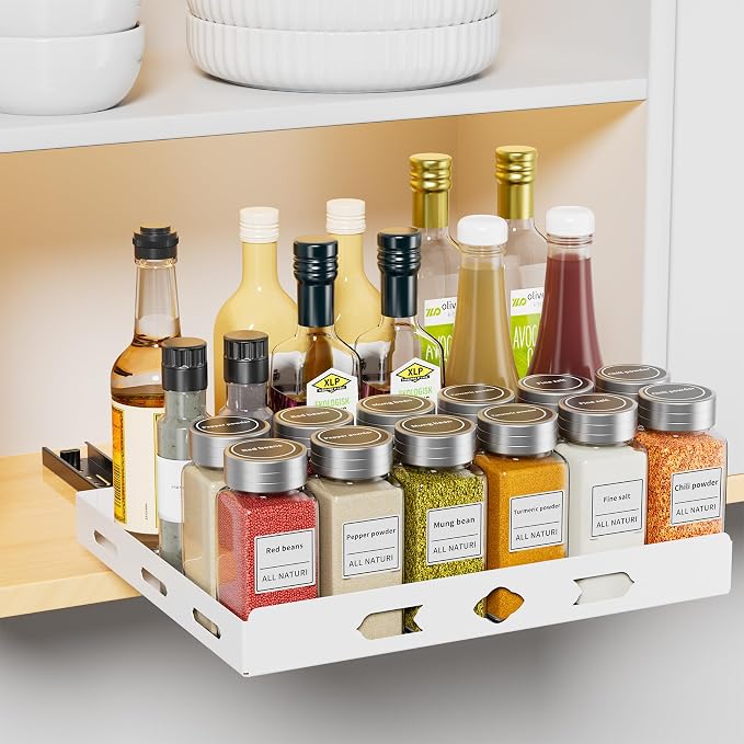 XLP Pull-Out Spice Rack Organizer – Heavy Duty Slide-Out Cabinet Storage | Fits by LaundryBagsPillowsRacks