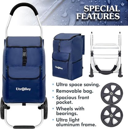Ultra-Lightweight Blue Foldable Shopping Cart - Image 4