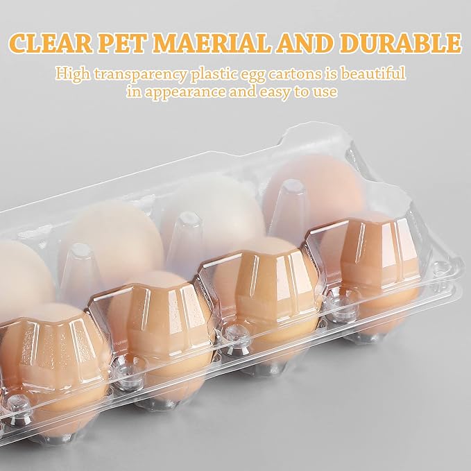 100 Pcs Plastic Egg Carton, 12 Grids Clear Chicken Egg Tray Disposable Plastic - Image 5