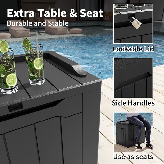 Greesum 31 Gal Resin Deck Box, Outdoor Storage - Image 5