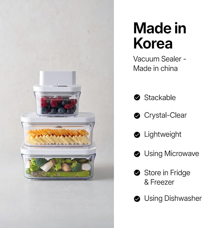 VAKUEN Premium Airtight Food Storage Containers, Mini Square 3pc/set, Smart - Image 4