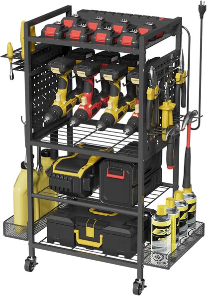 Power Tool Organizer Cart with Charging Station, Heavy Duty Garage Tool by NEYCIL