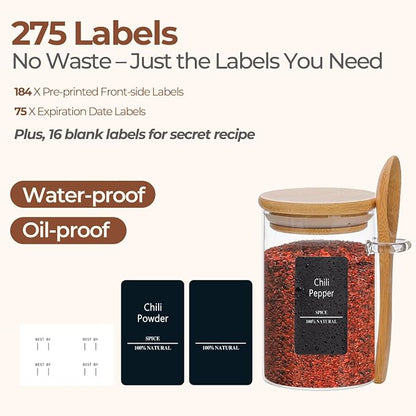 ComSaf 12 Pcs Glass Spice Jars and Spoons, 8oz Glass Containers - Image 5