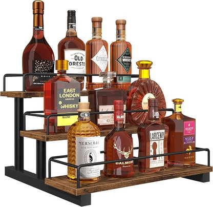 Homode Liquor Bottle Display Shelf, Coffee Syrup Rack Organizer, 3 Tier Wine by Homode