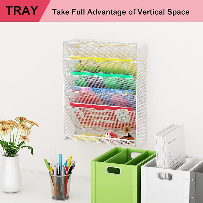 Hanging Wall File Organizer 6 Tier Wall Mounted File Holder Document Wall - Image 7