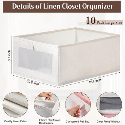 10 Pack Linen Closet Organizers And Storage, Closet Storage Bins - Image 3