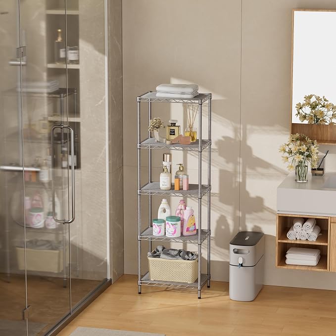 SINGAYE 5 Tier Shelf Wire Shelving Adjustable Storage Shelves Rack Standing - Image 8