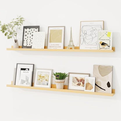 Picture Ledge Shelf, Solid Pine Wood Floating Shelves Set of 2, 40 Inches by FunMemories