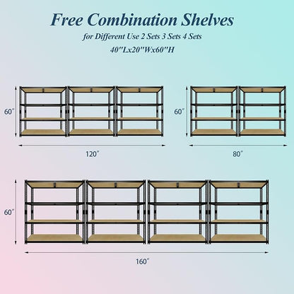 Heavy Duty Garage Storage Shelves, 2000 Lbs Capacity, 4-Tier Adjustable Storage - Image 4