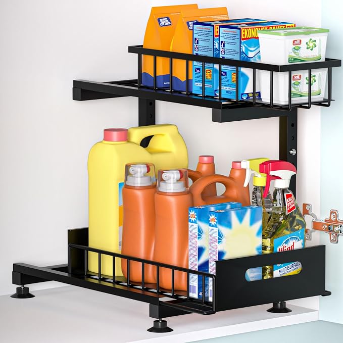 Under Sink Organizer, 2-Tier Pull Out Cabinet Drawer by Saydear