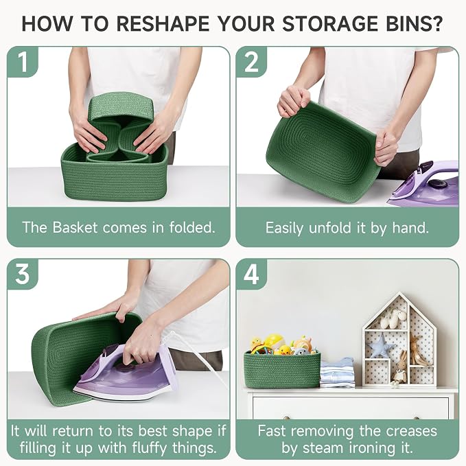 3-Pack Shelf Baskets for Organizing, Closet Organizer Bins, Small Woven Baskets - Image 8
