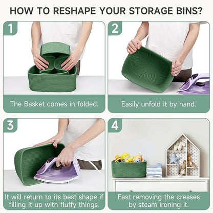 3-Pack Shelf Baskets for Organizing, Closet Organizer Bins, Small Woven Baskets - Image 8